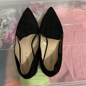 Zara Black Suede loafer pointed toe